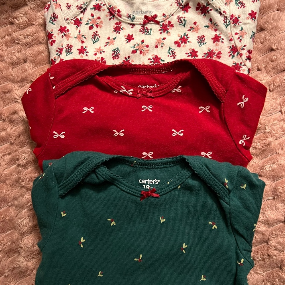 Carter's Baby Bodysuit Set - Red, Green, Floral